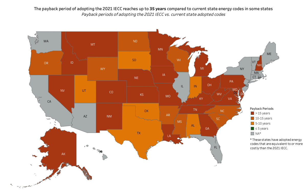 Energycodes Residential SF IECC 21 State Costs and Paybacks Map
