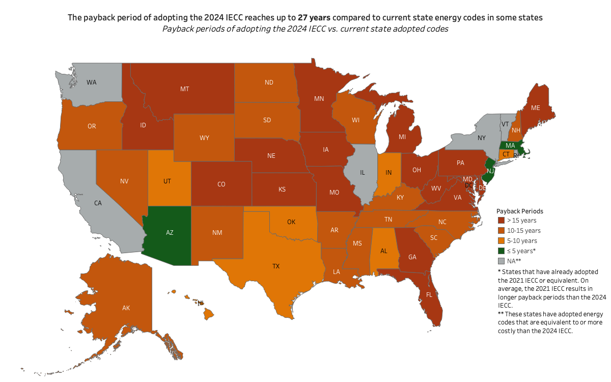 Energycodes Residential SF IECC 24 State Costs and Paybacks Map
