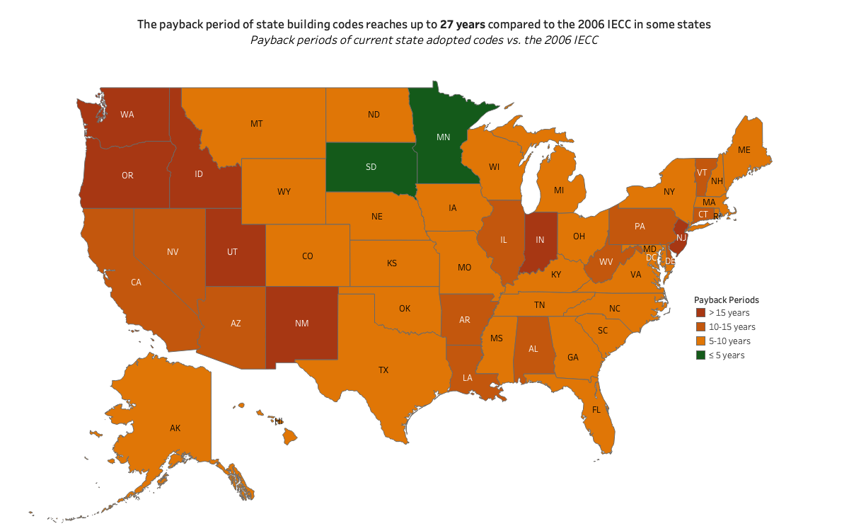 Energycodes Residential SF IECC 06 State Costs and Paybacks Map